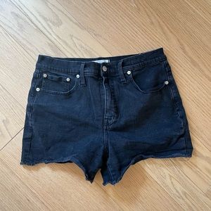 Madewell High Waisted Jean Shorts in Black